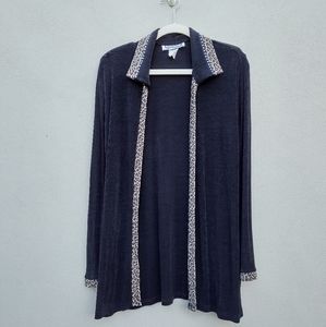 Vintage Black Kokomo Cat Print Open Cardigan in Size Medium